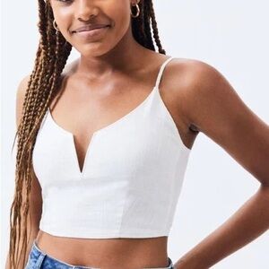 NWT PACSUN Kendall & Kylie Ivory Crop Top Small NWT V-Neck Spaghetti Strap